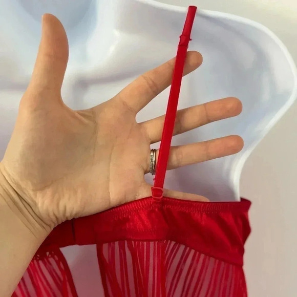 La SENZA/ 💰2 FOR $10💰 Babydoll lingerie/ Deep red with black  jewel/ Size US XL - Picture 8 of 12